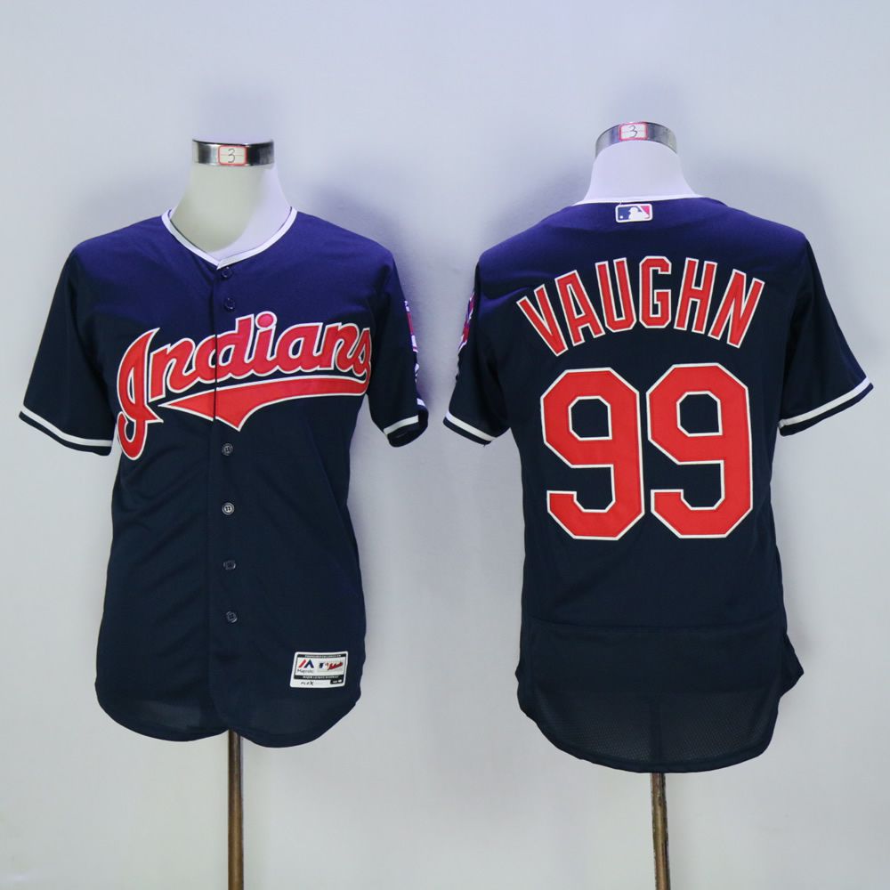 Men Cleveland Indians 99 Vaughn Blue MLB Jerseys